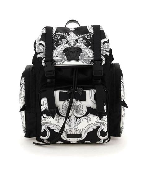 versace black & silver stylish backpack|versace black and white.